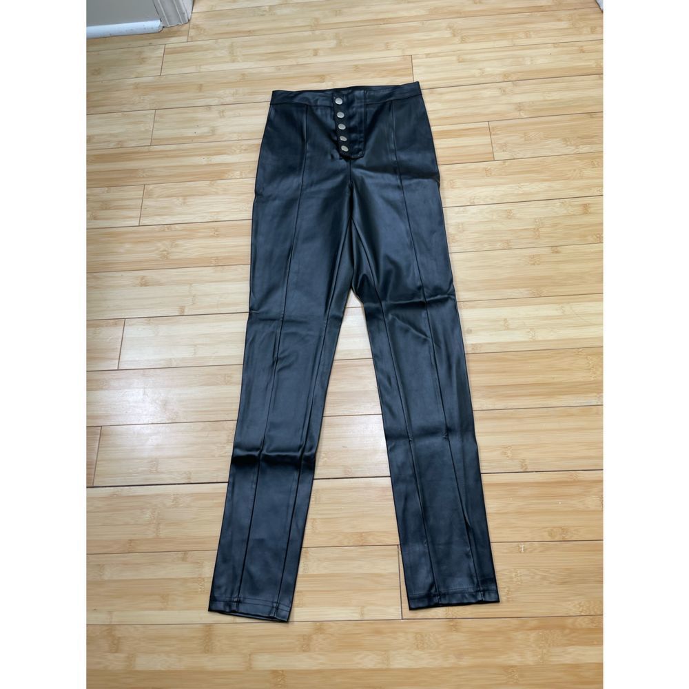 Missguided Button Down Faux Leather Pants